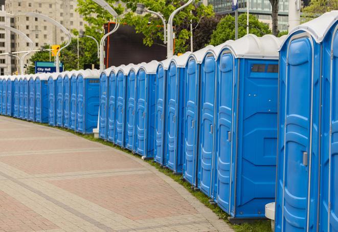 Seasonal porta potty units set up at a Hampton, Virginia venue